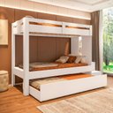 Ver imagem 2 de Beliche Adulto com Cama Auxiliar e Escada Multifuncional Moon Yescasa Branco
