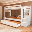 Ver imagem 1 de Beliche Adulto com Cama Auxiliar e Escada Multifuncional Moon Yescasa Branco