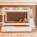 Ver imagem 3 de Beliche Adulto com Cama Auxiliar e Escada Multifuncional Moon Yescasa Branco