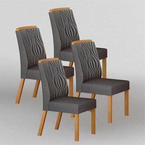 Kit 4 Cadeiras Maciça de Jantar Estofada Ilhéus- Arbo Design