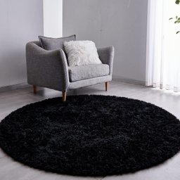 Tapete Sala Felpudo Peludo Preto Redondo 60 cm - 1