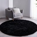 Ver imagem 1 de Tapete Sala Felpudo Peludo Preto Redondo 60 cm