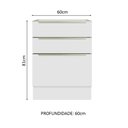 Ver imagem 3 de Balcão Madesa Lux 60 cm 3 Gavetas (Sem Tampo) Branco/Branco Veludo