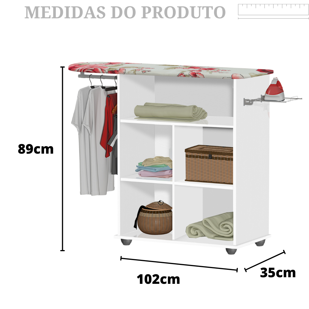 TABUA DE PASSAR JUNIOR COM CABIDEIRO E PORTA FERRO–BR/PRETO - 4