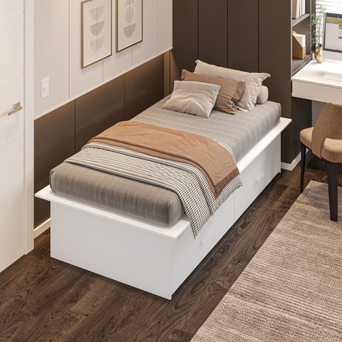 Cama Solteiro Adulto com 2 Gavetas Deva Yescasa