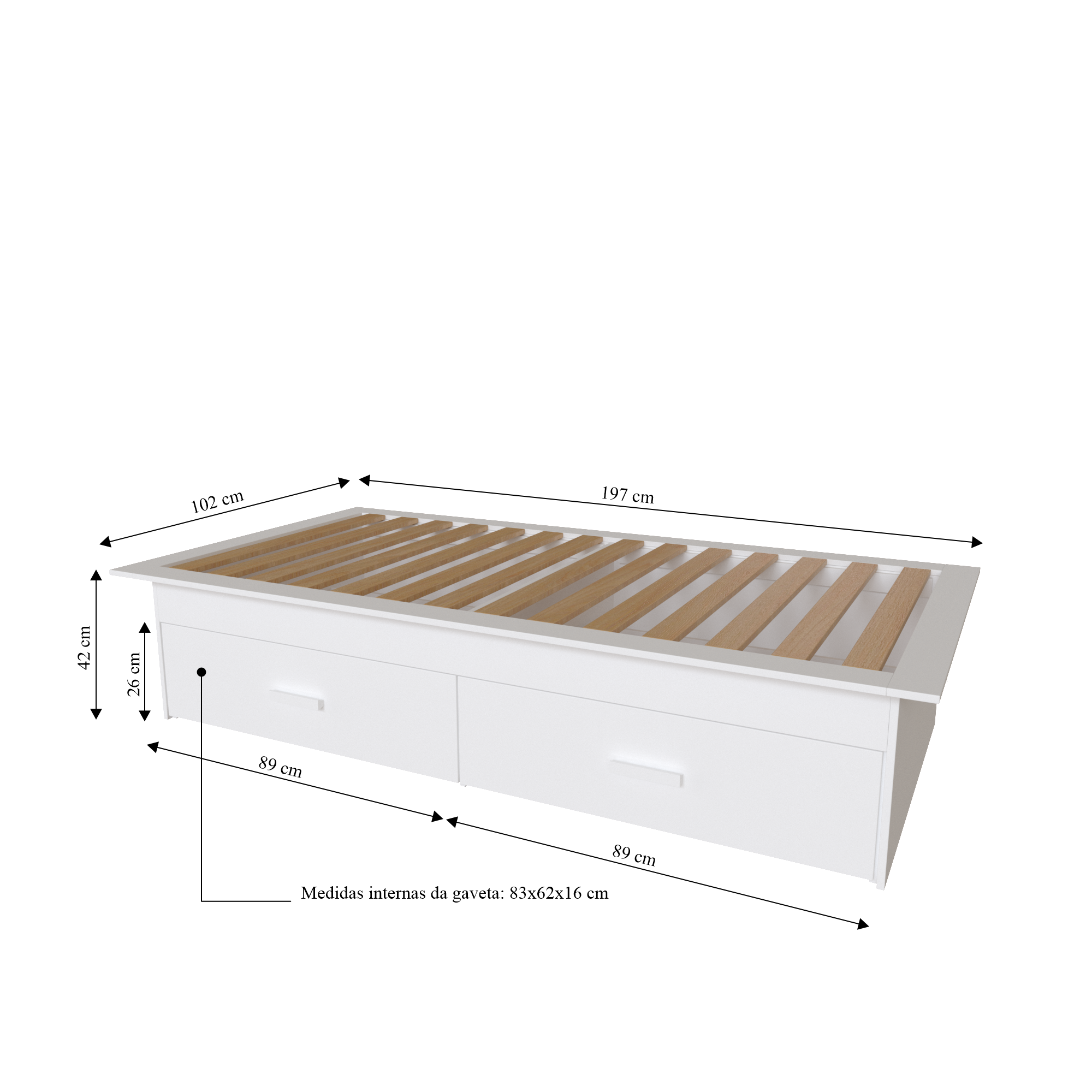 Cama Box Solteiro Adulto com 2 Gavetas Deva Yescasa - 5