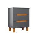 Ver imagem 2 de Mesa Cabeceira 3 Gavetas Puxador Cava 62,7 cm e Pés 100% MDF Cor:Cinza com Peroba