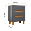 Ver imagem 3 de Mesa Cabeceira 3 Gavetas Puxador Cava 62,7 cm e Pés 100% MDF Cor:Cinza com Peroba