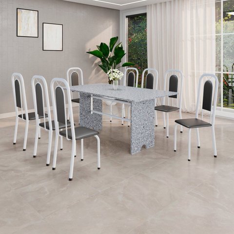 Conjunto de Sala de Jantar com 4 Cadeiras Lara Branco/Preto
