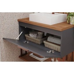 Bancada de Banheiro Balcão Duna 1 Porta C/ Cuba 60cm Pistache/freijo - Mgm - 3