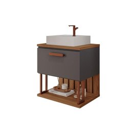 Bancada de Banheiro Balcão Duna 1 Porta C/ Cuba 60cm Pistache/freijo - Mgm - 4