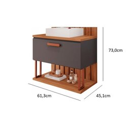Bancada de Banheiro Balcão Duna 1 Porta C/ Cuba 60cm Pistache/freijo - Mgm - 2