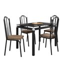 Ver imagem 1 de Conjunto Mesa de Jantar 4 Cadeiras Malva Tampo Vidro 107cm Sf Preto 121 Assento Rattan - Combo Stock