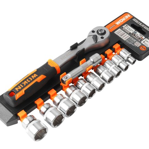 Conjunto de Ferramentas Soquetes 12 Peças 3/8 com Catraca Wokin Tools