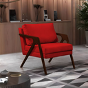Ver imagem 2 de Poltrona Sala de Estar Madeira Maciça Castanho Monique Assento Veludo Vermelho