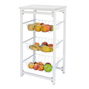 Ver imagem 2 de Fruteira de Chão com 3 Cestos para Cozinha Tampo Madeira Mdf Modelo Florença Suporte em Aço Branca