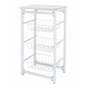 Ver imagem 1 de Fruteira de Chão com 3 Cestos para Cozinha Tampo Madeira Mdf Modelo Florença Suporte em Aço Branca