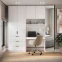 Ver imagem 1 de Guarda Roupa Modular 5 Portas com Mesa e Espelho Altezza Clean Belmax:Branco