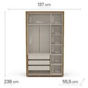 Ver imagem 5 de Guarda-roupa Coimbra 3 Portas Cômoda 5 Gavetas Mesa de Cabeceira 2 Gavetas