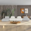 Ver imagem 1 de Sofá 4 Lugares Orgânico com Chaise e 3 Módulos Berlim bouclê Cinza Claro/off White K01 - D’Rossi
