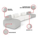 Ver imagem 3 de Sofá 4 Lugares Orgânico com Chaise e 3 Módulos Berlim bouclê Cinza Claro/off White K01 - D’Rossi