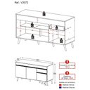 Ver imagem 3 de Balcão Cozinha Gabinete Pia 150cm 3 Portas 1 Gaveta Veneza Multimóveis V2072 Branco/dourado