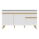 Ver imagem 5 de Balcão Cozinha Gabinete Pia 150cm 3 Portas 1 Gaveta Veneza Multimóveis V2072 Branco/dourado