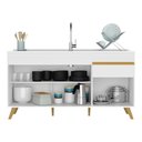 Ver imagem 4 de Balcão Cozinha Gabinete Pia 150cm 3 Portas 1 Gaveta Veneza Multimóveis V2072 Branco/dourado