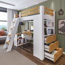 Ver imagem 5 de Cama Alta Beliche Office Adulto Multifuncional com 6 Gavetas Micenas Yescasa