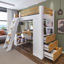 Ver imagem 6 de Cama Alta Beliche Office Adulto Multifuncional com 6 Gavetas Micenas Yescasa