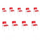 Ver imagem 1 de Kit 9 Cadeira Iso Infantil Creche, Base Branco Vermelho