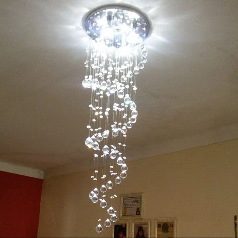 Lustre De Cristal Espiral, Com 1M de Altura, Com Base de Inox Espelhado com 30Cm de Diâmetro - 3