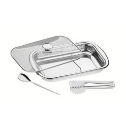 Kit Assar e Servir Tramontina Aço Inox com Tampa de Vidro 3 Peças - 2