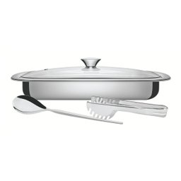 Kit Assar e Servir Tramontina Aço Inox com Tampa de Vidro 3 Peças - 1
