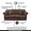 Ver imagem 3 de Sofá Decorativo 220cm 3 Lugares com 4 Almofadas Armstrong Veludo Marrom - Gran Belo