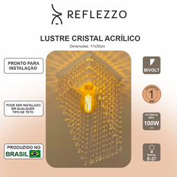 Lustre Cristal Acrílico 17 X 30 Cm Perfeito para Cozinha, Sala de Estar, Varanda, Quarto, entre Outr - 3