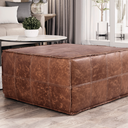 Ver imagem 1 de Puff de Couro Legítimo Decorativo 80x80x40cm Bora