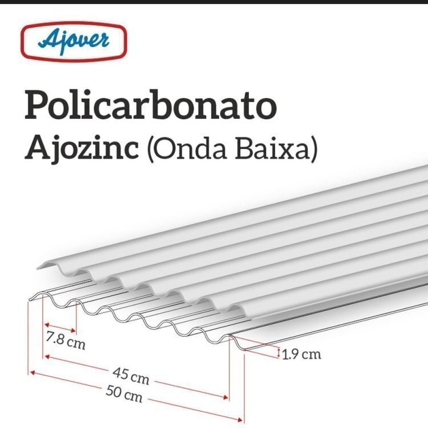 Kit com 5 Telhas de Policarbonato 244x50cm Onda Baixa Cristal Ajover - 4