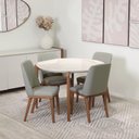 Ver imagem 1 de Conjunto de Jantar Mesa Redonda com Vidro Donatella 4 Cadeiras Kalina - Natural C/ Carbono