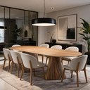 Ver imagem 4 de Mesa de Jantar 8 Lugares Oval Base Dupla Ripada 200cm Rigon B05 Amêndoa Cinamomo - Lyam Decor