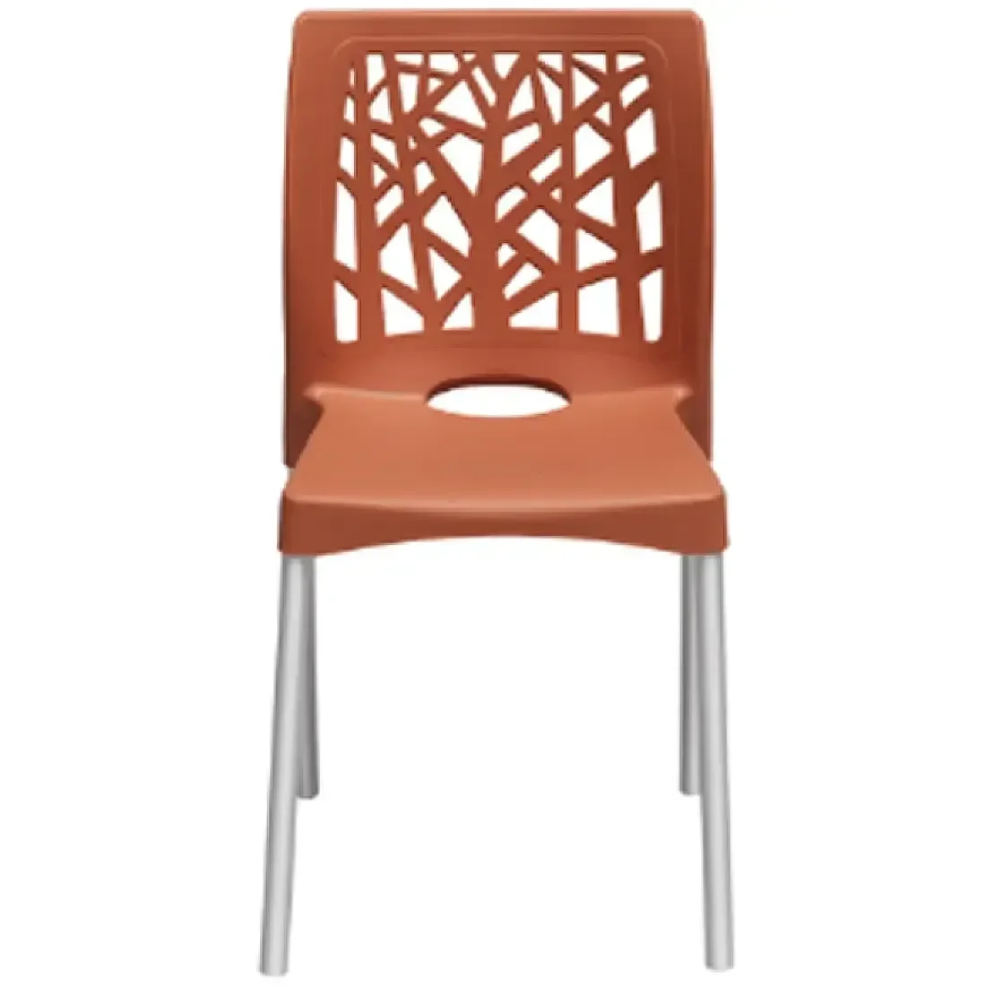 Cadeira Nature com Pés de Alumínio Forte Plástico Cor Terracota