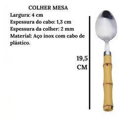 Jogo de Colher Inox e Plastico Modelo Bambu 6 Peças Mimo - 7