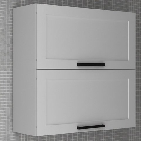 Armário Aéreo 2 Portas Almofada Americana Basculantes 80cm TM1313 Grazi Branco