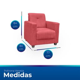 Poltrona Cadeira para Sala Confortável Reforçada Veneza Suede - 6