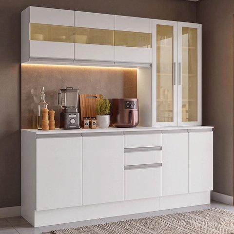 Armário de Cozinha Compacta 100% MDF 180 cm Branco Smart Madesa 04