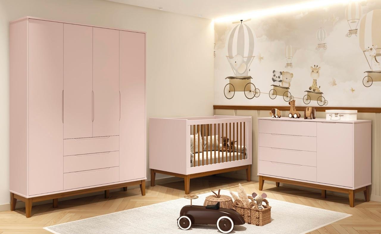 Quarto de Bebê Wood Elfe Classic Pés Madeira - Móveis Reller