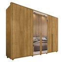 Ver imagem 3 de Guarda-Roupa Casal 6 Portas 100% MDF com Espelhos e Pés Volpi Marrom/Cumaru