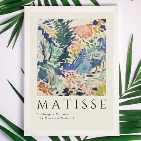Quadro Decorativo Abstrato Colorido Matisse 45x34cm:madeira Preta