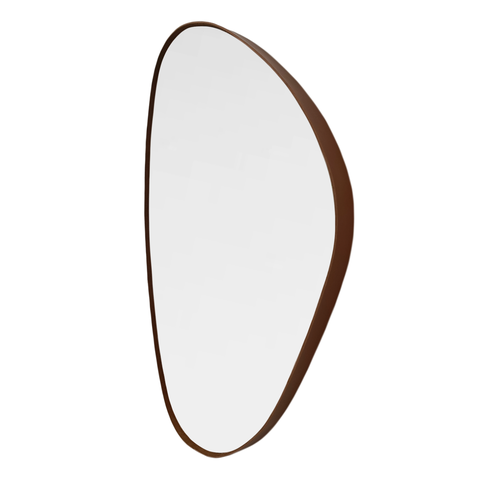 Espelho Orgânico Essence 60x40cm Moldura Couro Ecológico Decorativo Banheiro Sala:Caramelo