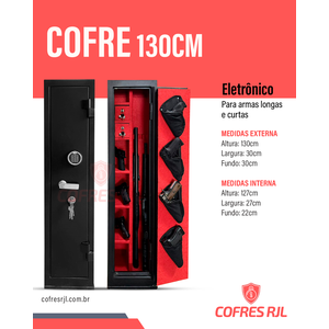 Cofre 130cm Segredo Eletrônico para Armas Longas e Curtas Cr Cac Chave Tetra -